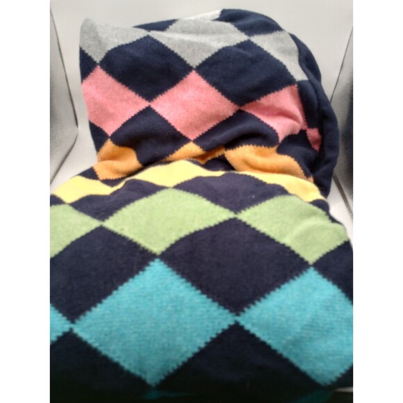 Vintage Y2K Liz Claiborne Argyle Cardigan Sweater Rainbow Colors Excellent 2XL - Picture 5 of 5